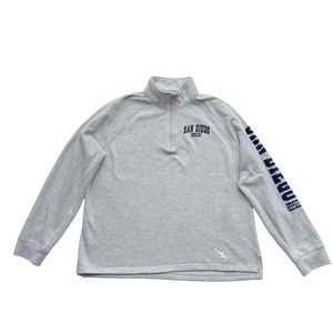 Shark Tee Graphic San Diego Men's 1/4 Zip Shirt 2XL Gray  Cotton Long Sleeve